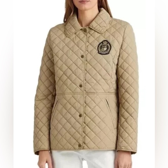Ralph Lauren Jackets & Blazers - Ralph Lauren quilted crested logo jacket tan XL